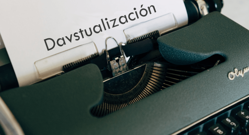 máquina de escribir con papel de Davstualización